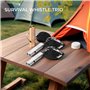 H&S Sifflet de Survie Fort pour Camping - Lot de 3 - Sifflets de Securité en Aluminium pour la Randonnée avec Lanière et Chaîne