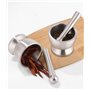 304 Mortier Pilon Cuisine avec Pinceau, Cuillère et Couvercle en Silicone, Moulin à épices de Qualité Supérieure, Broyeur et bol