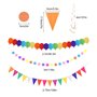 LEAZZLE 33 Pièces Set Decoration Fete Colorée , Decoration Anniversaire Avec des Eventail en Papier Suspendu, Pompon, Banderole