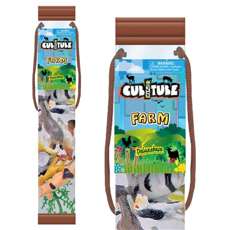 Cubitube - Animaux de la Ferme de Deluxebase. 11 pièces de Petites Figurines d'animaux de la Ferme. Tube de Rangement en Plastiq