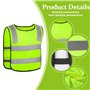 Vegena 8 Pcs Gilet de Sécurité pour Enfants, 360° Visibilité à Gilet Réfléchissante pour 3-12 Ans Enfants, Gilet Jaune Réfléchis