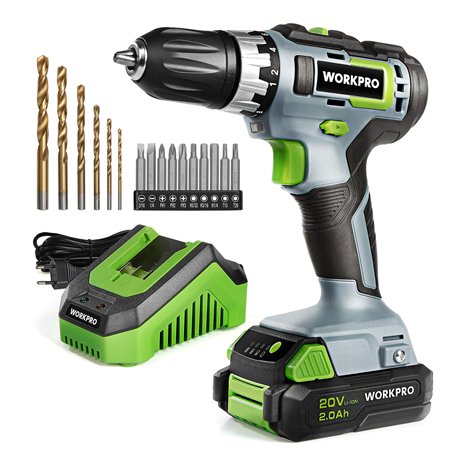 WORKPRO Perceuse Visseuse sans Fil 18V avec Mandrin 3/8’’