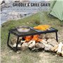 VEVOR Grille Pliante 57x28,5x23 cm Gril de Feu de Camp Portable en Acier Grille de Cuisson Pliable Demi-Grille Demi-Plaque avec 