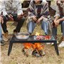 VEVOR Grille Pliante 57x28,5x23 cm Gril de Feu de Camp Portable en Acier Grille de Cuisson Pliable Demi-Grille Demi-Plaque avec 