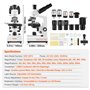 VEVOR Microscope Trinoculaire Composé 40X-5000X Microscope Biologique Mise au Point Grossière et Fine de Précision avec Platine 