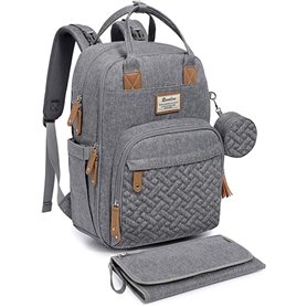 RUVALINO Sac à Dos à Langer, Sac à Langer bébé avec Matelas à Langer Portable, Porte-Sucette et Sangles de Poussette, Sac de Voy RUVALINO Sac à Dos à Langer