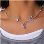 Colliers papillon en cristal Carufin argent fiore choker collana bijoux réglables pour femmes et filles
