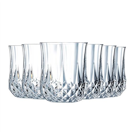 Cristal d'Arques Paris - Collection Longchamp - 6 Verres Hauts 23cl en Kwarx - Brillance