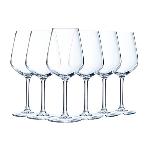 Luminarc - Collection Vinetis - 6 verres à pied 40 cl - Design moderne et élégant - Fabriqués en France - Emballage renforcé