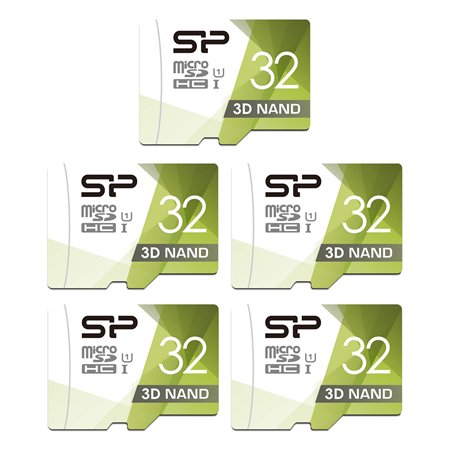 Silicon Power Lot de 5 Cartes microSD Haute Vitesse avec Adaptateur 32 Go