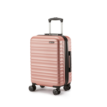 Amazon Basics Valise à Main Rigide et Extensible (55 cm), Coque en ABS Anti-rayures, 4 Roulettes Pivotantes, Or Rosé