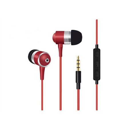 Ecouteurs Metal pour Nintendo Switch avec Micro et Telecommande Reglage Son Kit Main Libre Intra-Auriculaire Universel (Rouge)