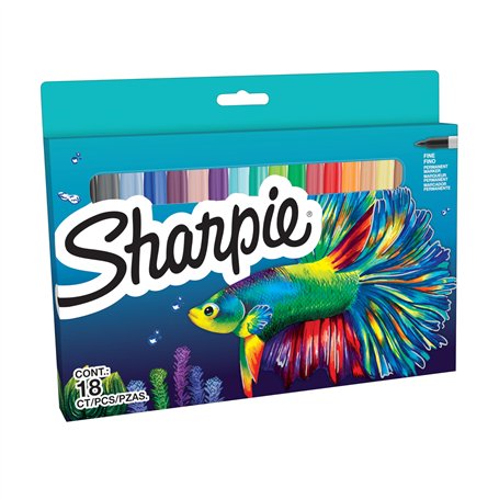 Sharpie Set de marqueurs permanents | Édition limitée Assortiment de couleurs Assortment | Pointe fine | 18 feutres marqueurs |