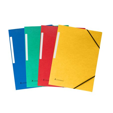 CONQUÉRANT Lot de 10 Chemise 3 Rabats A4 avec Elastique Couverture Carte Recyclée Assortis