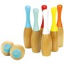 Vilac - 6 Quilles de Bowling - Bicolores - Jeu de Plein Air - Jeu d'Adresse et de Précision en Bois - Jeu d'Ambiance - 2 Boules