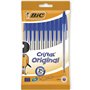 Bic Cristal Original Lot de 8 Stylos à bille sans bavure pointe moyenne Idéal pour le bureau et l'école Encre bleue Cristal Orig