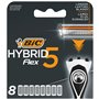 BIC Hybrid 5 Flex Recharges - 8 Recharges de Rasoir Homme à 5 Lames Nanotech en Titane avec Bande Lubrifiante pour un Rasage Pré