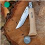 Opinel - N°10 Couteau Tire-Bouchon Décapsuleur pour Pique-Nique - Lame 10 cm Acier Inox, Manche Bois de Hêtre, Bague de Sécurité