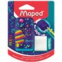 Maped - Taille-Crayons Gomme Duo Pixel Party - 2 en 1 - Taille-Crayons 2 Trous + Gomme