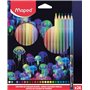 Maped - 24 Crayons de couleur Deepsea Paradise - Crayons de coloriage en bois - Mines résistantes - Forme Triangulaire Ergonomiq