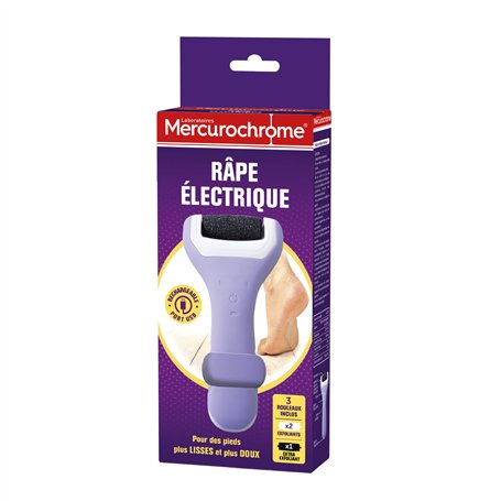 MERCUROCHROME - Râpe Electrique - 1 Râpe Electrique et 3 Rouleaux Inclus - Rechargeable Port USB - Pas de Pile Requise - Pour De