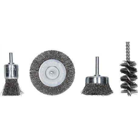 Bosch Accessories 2609256553 Assortiments de 4 brosses: Brosse circulaire/Brosse pinceau/Brosse cylindrique/Brosse boisseau Queu