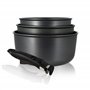 MENASTYL - Set de 4 pièces - 3 casseroles 16/18/20 cm + 1 poignée amovible – 6020284 – Casseroles en aluminium compatibles tous