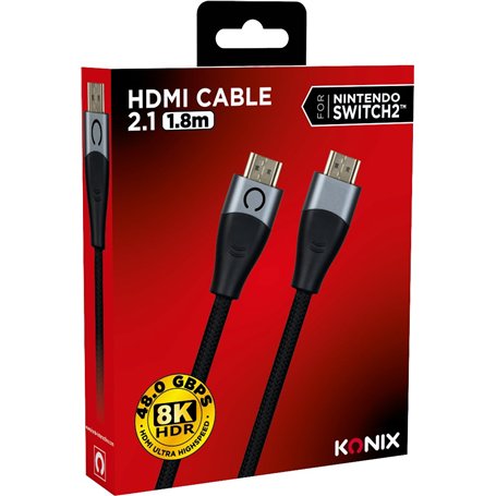 Konix Câble HDMI 2.1 pour Nintendo Switch 2 - Compatibilité 4K et 8K - Nylon tressé - Longueur 1