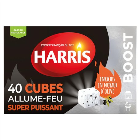 HARRIS - Allume-Feu Puissants - Sans Odeur - Démarrage Rapide - Combustion Longue - Cheminée et Barbecue - Technique Professionn