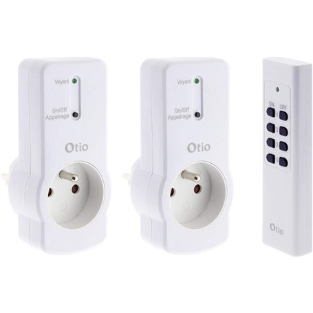 Zenitech - Lot de 2 prises 10A 2P+T télécommandées avec télécommande - Blanc