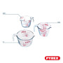 Pyrex - Lot de 3 Brocs Mesureur 0,25L + 0,5L + 1L - Verre Borosilicate - Gradué - Large Poignée pour prise en main facile - Made