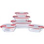 Pyrex Cook & Heat - Lot de 5 Boites - Tailles et Formes Différentes - Verre Borosilicate - Couvercle Hérmétique spécial Micro-On