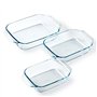 Pyrex - Lot de 3 Plats à Four Rectangulaires - Idéal 2 à 6 personnes - 3 Tailles - Verre Borosilicate - Larges Poignées - Résist