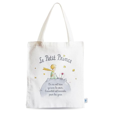 LE PETIT PRINCE Sac Coton Bleus LPP sur Terre avec Rose