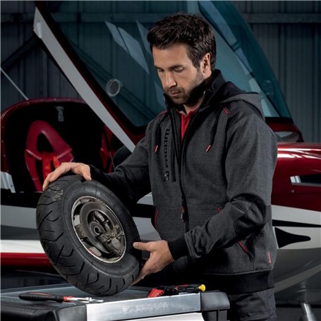 LMA-LEBEURRE LMA00737 Sweat zippé FACOM Jumper Gris/Noir/Rouge Taille XL-FXWW8000E-XL