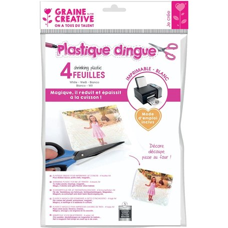 4 Feuilles de Plastique dingue Imprimable A4 - Blanc