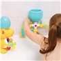 LUDI - Coffret de Bain Dino - 1 Circuit d’Eau à Construire, 1 Grand Dinosaure, 1 Bébé Dino Aspergeur - Jouet de Bain pour Bébé à
