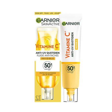Garnier SkinActive - Fluide Anti-Taches & Anti-UV Quotidien - Invisible - SPF 50+ - Protège & Réduit les Taches - Soin Visage En