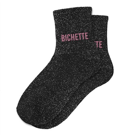 STC Chaussettes paillettes bichettes noires