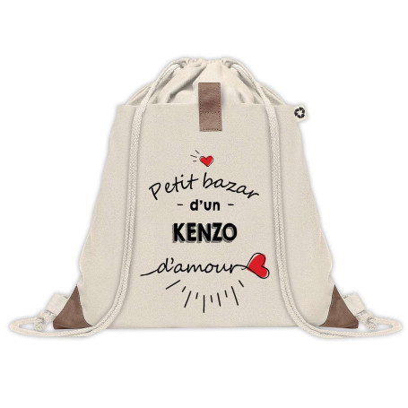 Planetee Sac à dos avec pochette Petit Bazar d'un Kenzo d'amour | Sac de Sport et Gym avec cordelettes en Toile | Idée Cadeau Co