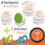 Aladine - Stampo Baby Engins - Kit Tampons Enfant - Activités Manuelles Bébé - Encre Lavable - Jouets et Jeux Créatifs pour Enfa