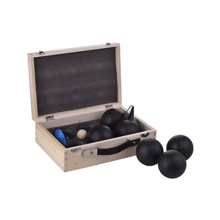 LAGUIOLE Black Edition Jeu de 6 Boules de Pétanque - Cochonnet - Ramasse-Boule Aimanté- Jeu de Jardin- 2 Joueurs - Métal - Noir