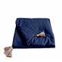 Enjoy Home – Edredon Décoratif - Bleu Marine avec 4 Pompons Jute – 90x190cm - 100% Coton – Certifié Oeko-TEX – Collection Panama