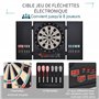 HOMCOM Cible Jeu de fléchettes électronique refermable 27 Jeux 202 Variations jusqu'à 8 Joueurs Affichage LED Haut-Parleur Noir