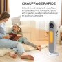 HOMCOM Chauffage d'appoint Radiateur soufflant Radiateur céramique oscillant 15-40°C avec Télécommande 1300/2000W, 21 x 21 x 63,