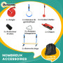 Outsunny Parcours d'obstacles Ninja pour Enfants 30 Accessoires 10 m de Slackline et Sac de Transport Bleu Noir Rouge