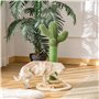 PawHut Arbre à Chat griffoir Forme de Cactus en sisal Naturel avec Pompon Suspendu et Plateforme de Jeu Boules - Ø 32 x 60 cm - 