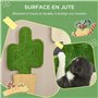 PawHut Griffoir pour Chat Mural Lot de 2 grattoir Mural ou à Poser Forme Original Cactus avec Surface à gratter en Jute - 30 x 6