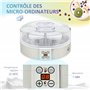 HOMCOM Yaourtière 7 pots en verre de 180ml, machine à yaourt électrique en acier inoxydable avec minuterie, thermostat réglable 