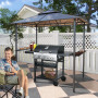 Outsunny Tonnelle Jardin 2,4 x 1,5 m - abri Barbecue - Steakhouse 2 étagères - Toit de Barbecue - alu. métal Noir Toit Polycarbo